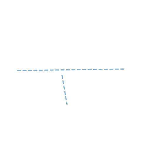 Étape 1 : Au centre de la feuille, trace légèrement un long trait pour le corps de l’avion et un trait oblique plus court pour l’aile.
