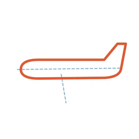 Étape 2 : Autour du long trait, dessine un corps allongé au nez arrondi, puis un triangle dressé à l’arrière pour la dérive.
