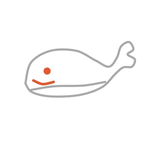 Étape 3 : Dessine un petit rond pour l’œil et un grand trait courbe pour le sourire.