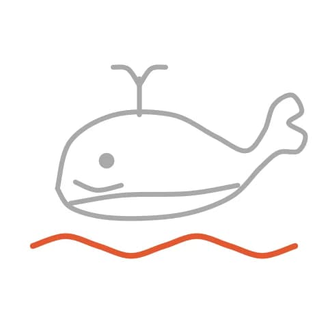 Étape 5 : Dessine des traits courbes autour de la baleine pour faire les vagues.
