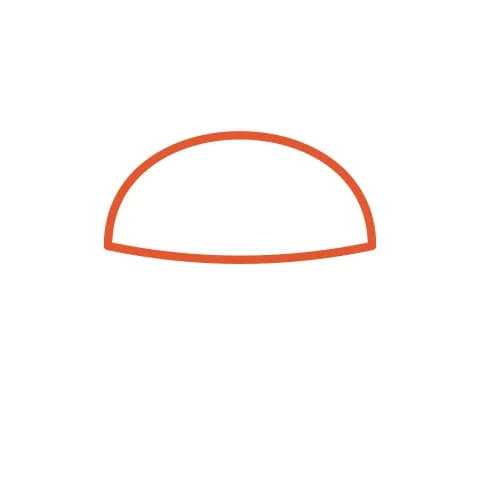 Étape 1 : Dessine un grand rond en haut de ta feuille pour le chapeau.