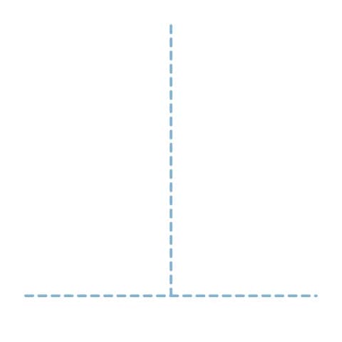 Étape 1 : Trace légèrement une ligne horizontale pour le sol, puis une ligne verticale au milieu de la feuille : ce sont tes traits de construction.