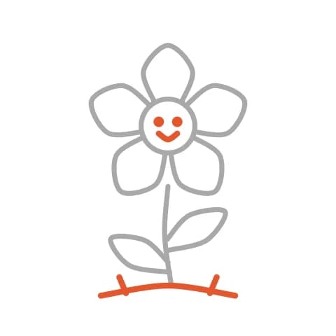 Étape 5 : Dans le petit rond, dessine deux points et une courbe souriante, puis ajoute de petits traits d’herbe en bas.