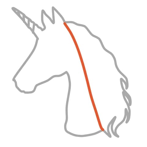 Étape 6 : Trace une ligne courbe entre la tête et le bas du cou pour séparer la crinière du cou.