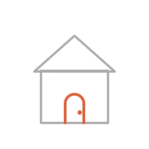 Étape 3 : Dessine une porte avec deux traits droits et une courbe arrondie en haut.