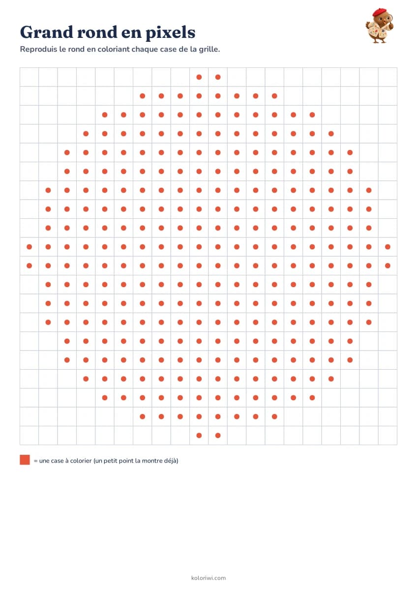 Grand rond en pixels — aperçu de la fiche à imprimer