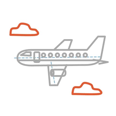 Étape 8 : Autour de l’avion, dessine quelques nuages de tailles différentes avec des courbes arrondies reliées entre elles.