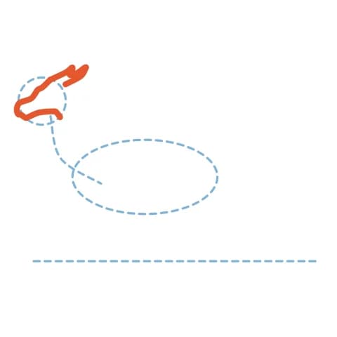 Étape 2 : Autour du rond, dessine un museau allongé, une mâchoire et un front en traits anguleux, puis deux cornes triangulaires pointées vers l’arrière.