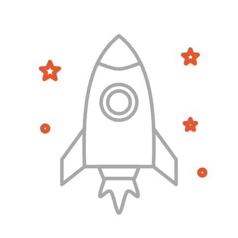 Étape 7 : Autour de la fusée, dessine plusieurs petites étoiles avec des traits qui se rejoignent en pointes.