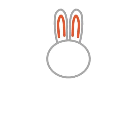 Étape 3 : Trace un ovale plus petit à l'intérieur de chaque oreille.