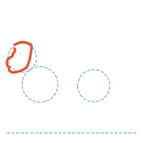 Étape 2 : Sur le rond de tête, dessine le profil avec des courbes pour le front, le nez, le museau et le menton, puis complète le visage.