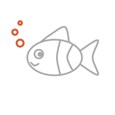 Étape 5 : Au-dessus du poisson, dessine trois petits ronds qui montent : ce sont les bulles.