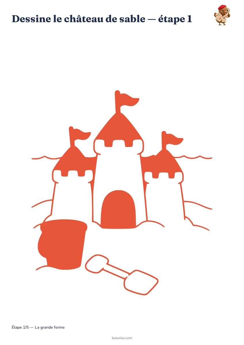 Dessine le château de sable — aperçu des étapes de dessin