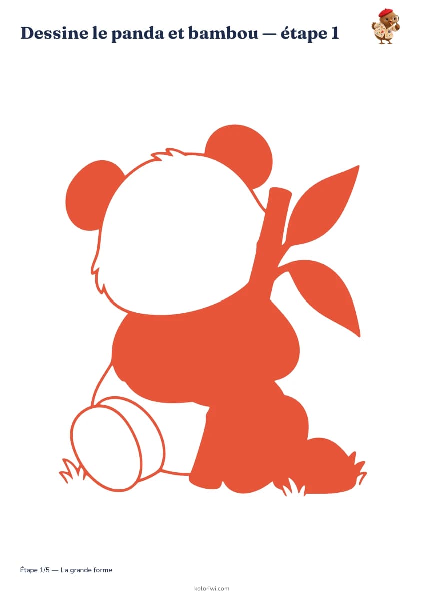 Dessine le panda et bambou — aperçu des étapes de dessin