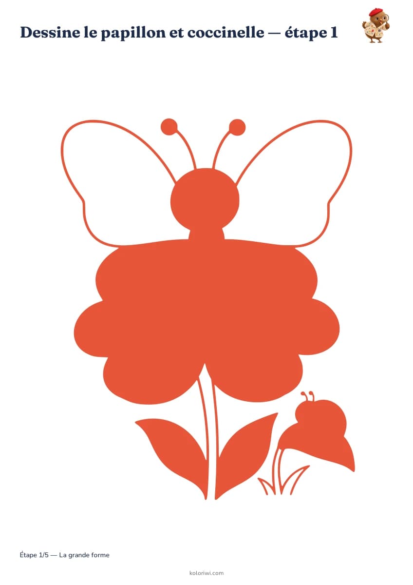 Dessine le papillon et coccinelle — aperçu des étapes de dessin