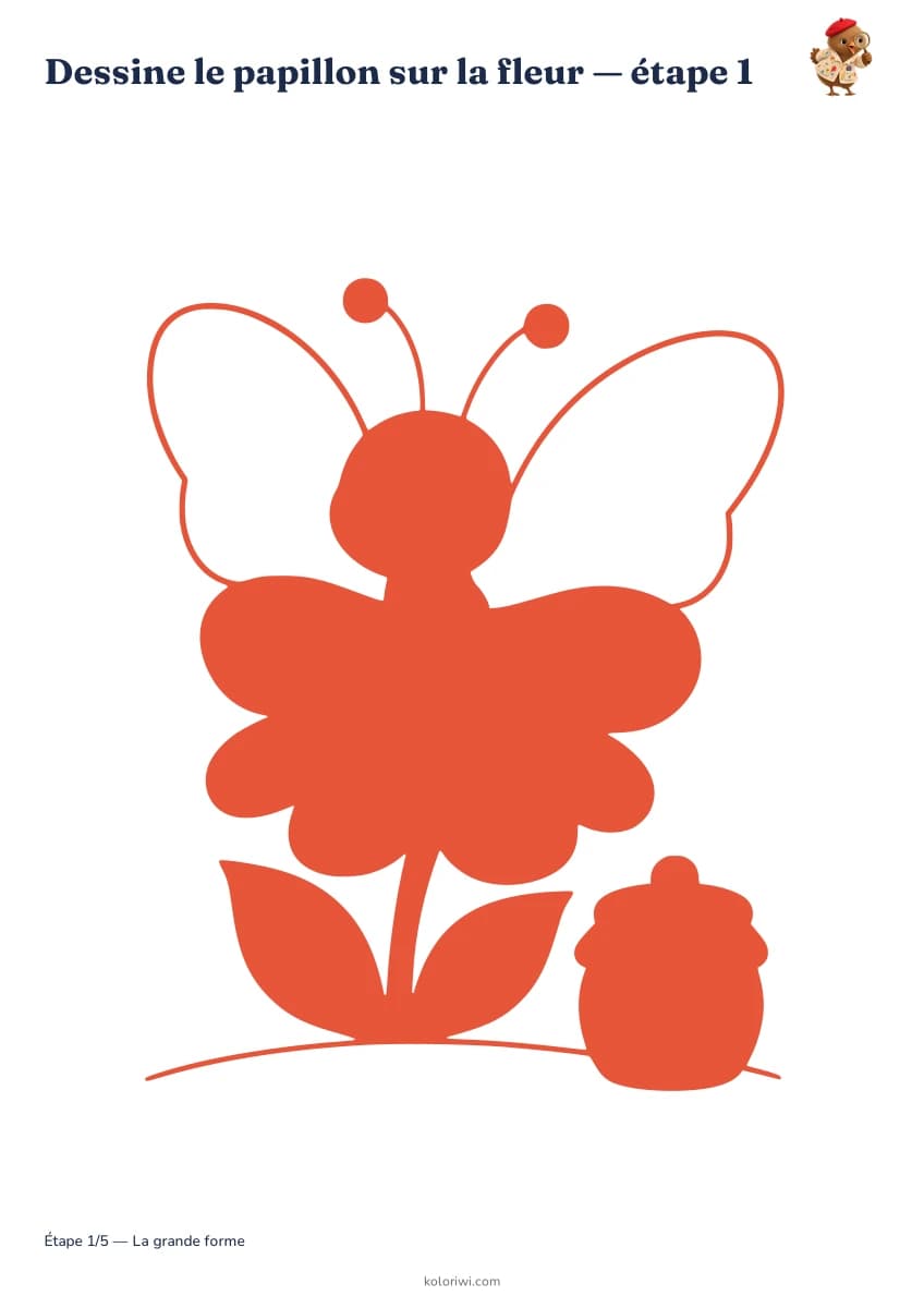 Dessine le papillon sur la fleur — aperçu des étapes de dessin