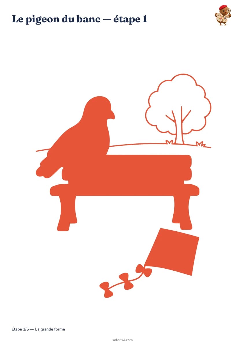 Le pigeon du banc — aperçu des étapes de dessin