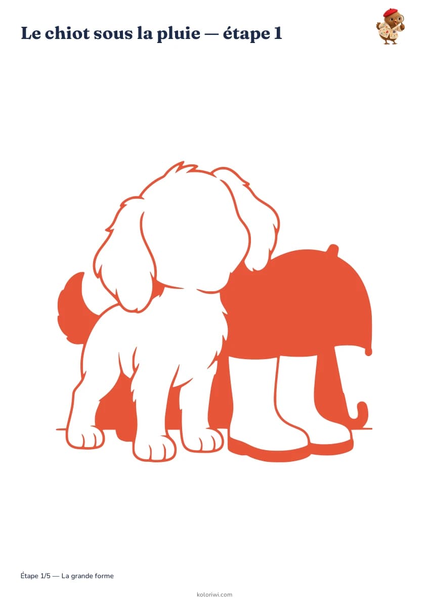 Le chiot sous la pluie — aperçu des étapes de dessin