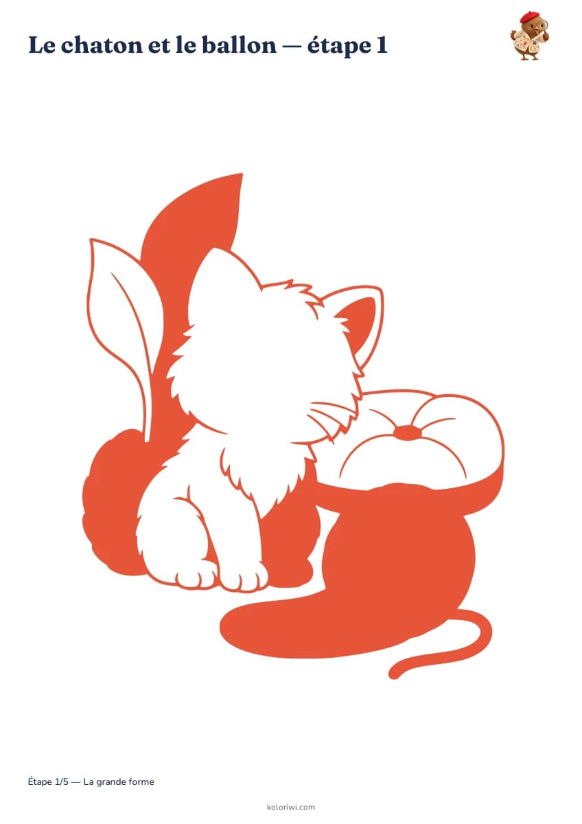 Le chaton et le ballon — aperçu des étapes de dessin