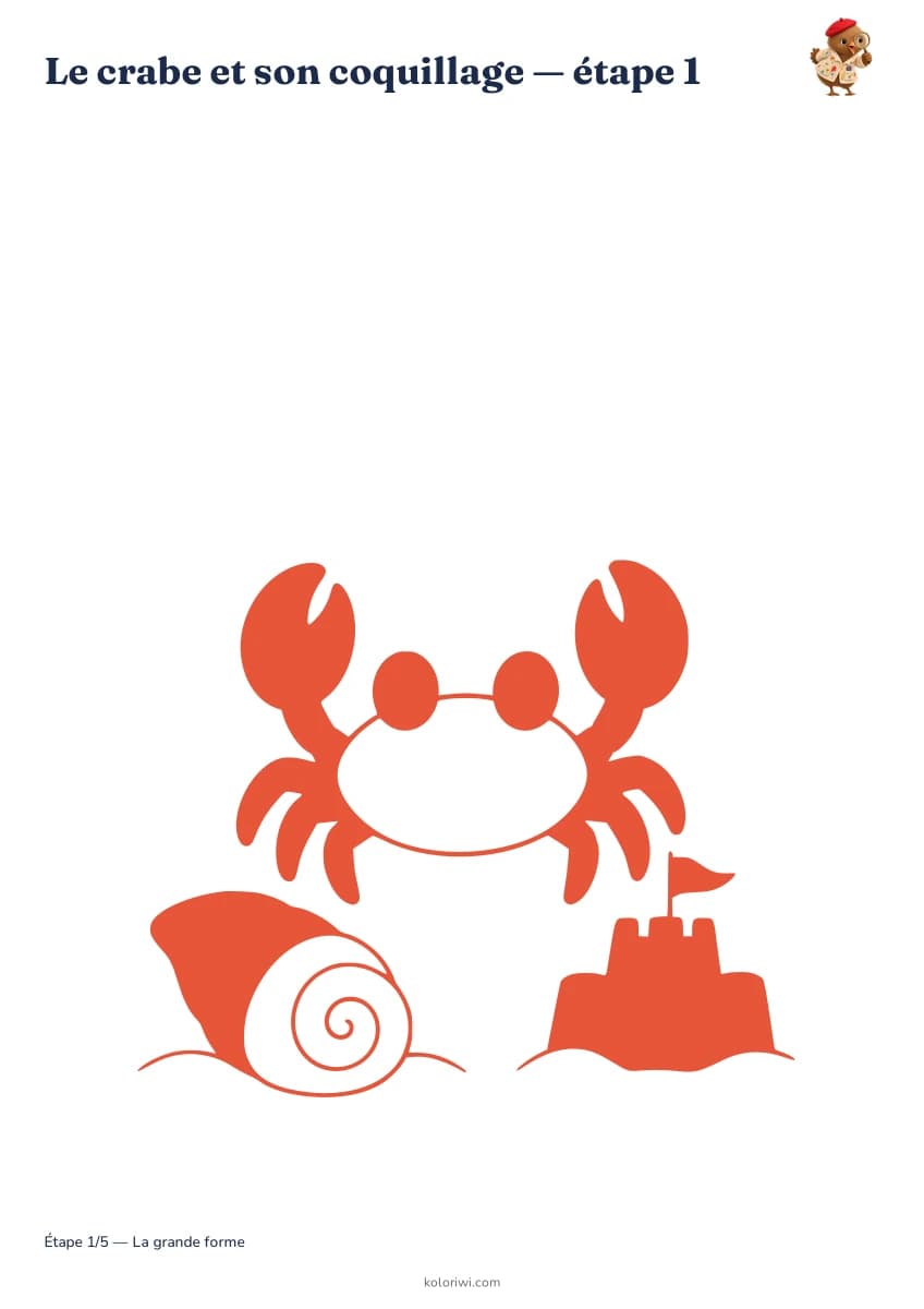 Le crabe et son coquillage — aperçu des étapes de dessin