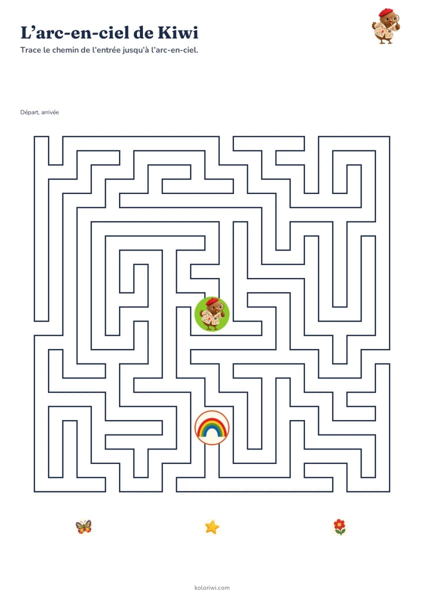 L’arc-en-ciel de Kiwi — aperçu de la fiche à imprimer