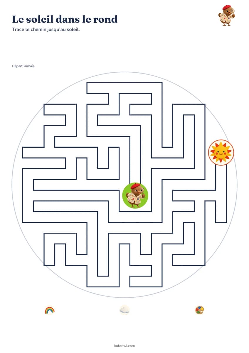 Le soleil dans le rond — aperçu de la fiche à imprimer