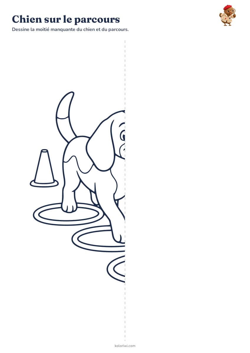 Chien sur le parcours — aperçu de la fiche à imprimer